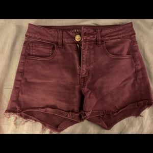 American Eagle Maroon Jean Shorts